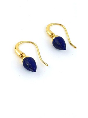 Ose Shop  Lapis Lazuli Taşlı 925AYAR Gümüş Üzerine Altın Kaplama Tasarım Doğal Taş Küpe