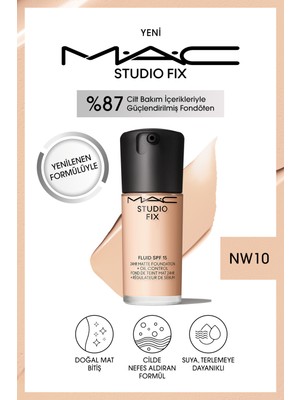 Mac Studio Fix 30 ml Mat Fondöten SPF 15 NW10 Pürüzsüz Doğal Bitiş ve Yağsız Formül