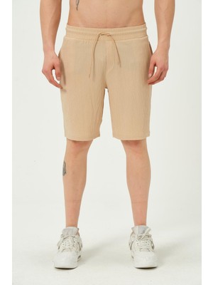 Polo State Erkek Crinkle Kumaş Regular Fit Şort Bej