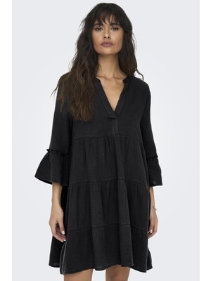 Only Onlthyra Organik Pamuklu Regular Fit V Yaka Mini Elbise Bayan Elbise 15267999