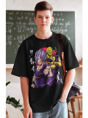Fuddy Moda Oversize Dragon Ball Super Baskılı T-Shirt, Unisex Anime Baskılı Tişört