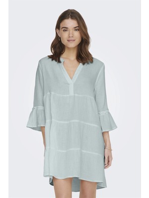 Only Onlthyra Organik Pamuklu Regular Fit V Yaka Mini Elbise Bayan Elbise 15267999