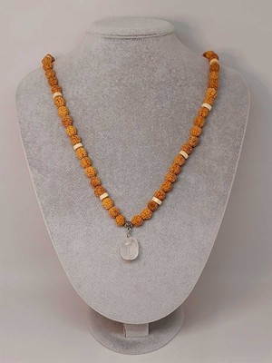 Yaşam Tohumu Kristal Kuvars Taşlı Rudraksha Tohum Kolye Dolama Bileklik 8mm (49716)