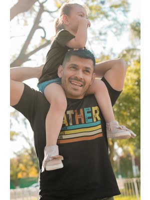 Fuddy Moda Oversize Father Baba Yazılı Tişört, Babalar Günü Temalı T-Shirt