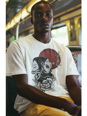 Fuddy Moda Oversize Demon Slayer Nezuko Ex6 Tişört, Unisex Anime Baskılı T-Shirt
