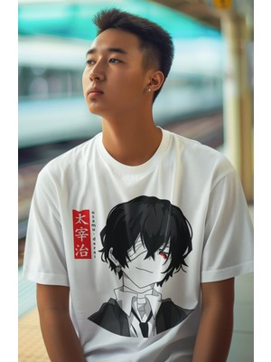 Fuddy Moda Oversize Bungou Stray Dogs Tişört, Unisex Anime Baskılı T-Shirt