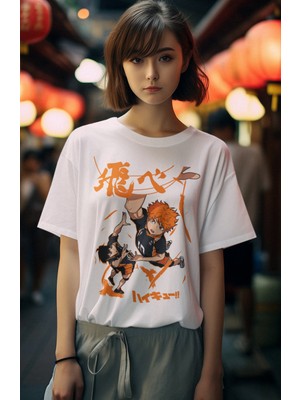 Fuddy Moda Oversize Haikyuu Tişört,unisex Anime Baskılı T-Shirt