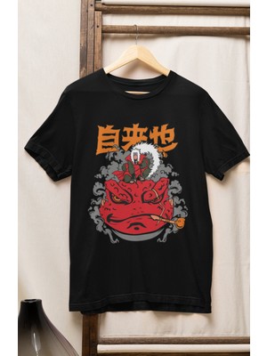 Fuddy Moda Oversize Naruto Jiraiya Version 5 Tişört, Unisex Anime Baskılı T-Shirt