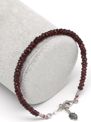 Safnaturel Garnet - Lal Doğal Taş 925 Ayar Gümüş Bileklik