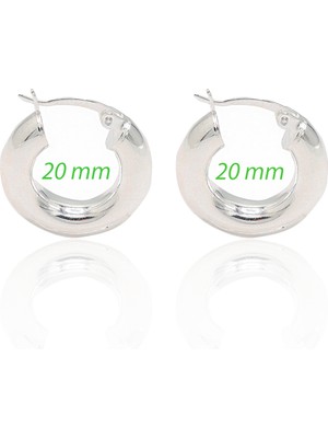 Midyat Nurtaş Gümüş 20 mm Halka Model 925 Ayar Gümüş Küpe 201023006