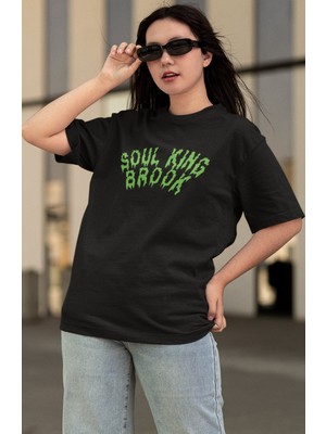 Fuddy Moda Oversize One Piece Soul King Brook Sırt Baskılı T-Shirt, Unisex Anime Baskılı Tişört