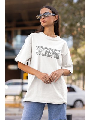 Fuddy Moda Unisex Sırt Baskılı Luffy Tişört, Oversize One Piece Anime T-Shirt