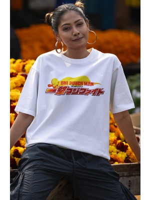 Fuddy Moda Oversize One Punch-Man Sırt Baskılı T-Shirt, Unisex Anime Baskılı Tişört