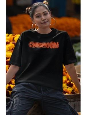 Fuddy Moda Oversize Chainsaw Man V2 Power Sırt Baskılı T-Shirt, Unisex Anime Baskılı Tişört