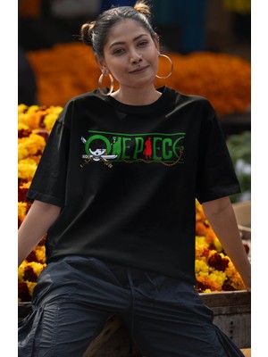 Fuddy Moda Oversize One Piece V2 Roronoa Zoro Sırt Baskılı T-Shirt, Unisex Anime Baskılı Tişört