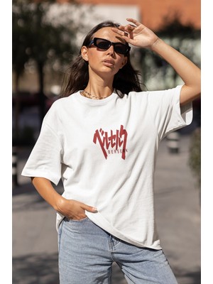 Fuddy Moda Unisex Ön Arka Baskılı Berserk Guts Tişört, Oversize Sırt Baskılı Anime T-Shirt