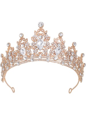 Mingjin Shop2 Altın Barok Vintage Kristal Rhinestone Tiaras ve Taçlar Daha Fazla Renk Kraliçe Prenses Diadems Düğün Saç Aksesuarları Kadınlar Takı (Yurt Dışından)