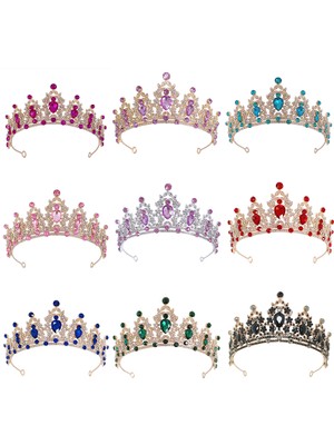 Mingjin Shop2 Altın Barok Vintage Kristal Rhinestone Tiaras ve Taçlar Daha Fazla Renk Kraliçe Prenses Diadems Düğün Saç Aksesuarları Kadınlar Takı (Yurt Dışından)