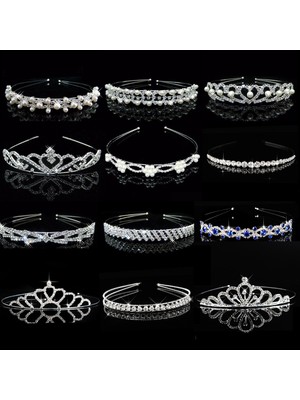 Mingjin Shop2 No.30 Boyutu Prenses Düğün Gelin Nedime Tiara Taç Kızlar Kristal Rhinestone Takı Saç Aksesuarları Gelin Kafa Süsleme (Yurt Dışından)