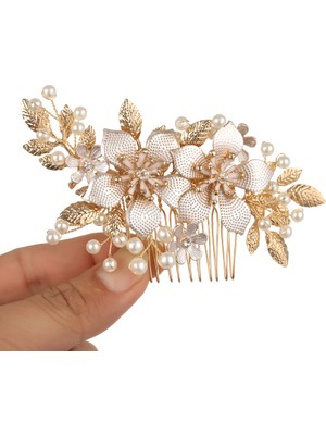 Mingjin Shop2 No.3 Boyutu El Yapımı Kristaller Rhinestones Inciler Çiçek Saç Tarak Gelin Başlıklar Saç Aksesuarları Nedime Tiara Düğün Saç Takı (Yurt Dışından)