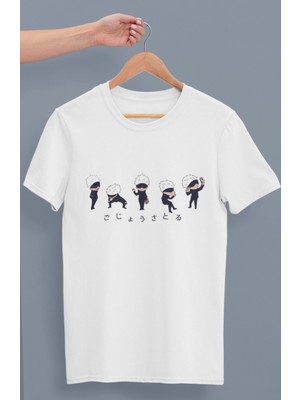 Fuddy Moda Oversize Small Gojo Satoru's Baskılı Tişört, Unisex Anime Baskılı T-Shirt