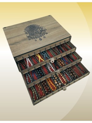 Yaman Hediyelik Kişiye Özel Ahşap Tesbih Koleksiyon Kutusu, Aksesuar Kutusu, Tesbihlik (40 Tesbihlik)