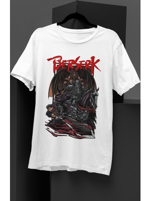 Fuddy Moda Unisex Special Design Guts Berserk Baskılı Tişört, Oversize Anime Baskılı T-Shirt