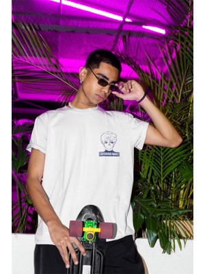 Fuddy Moda Unisex Sırt Baskılı Seishiro Nagi Tişört, Oversize Blue Lock Anime Baskılı T-Shirt