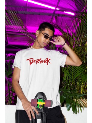 Fuddy Moda Unisex Berserk Sırt Baskılı Tişört, Oversize Anime Baskılı T-Shirt