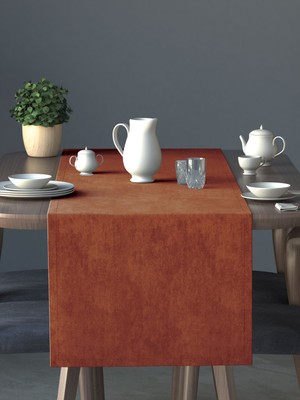 PERLE Kadife Dokulu Tarçın Rengi Daily Series Runner 40 X 140