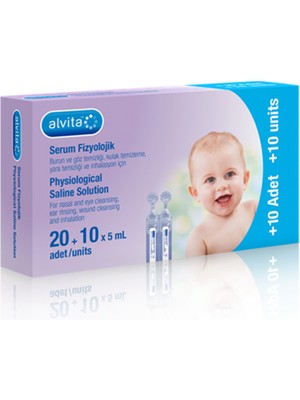 ALVİTA Bebekler İçin Serum Fizyolojik 20 Adet 5 ml Kulak Temizliği ve İnhalasyon İçin Uygun