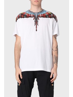 Marcelo Burlon Pamuklu Regular Fit Bisiklet Yaka T Shirt Erkek T Shirt Cmaa018S23Jer0020125