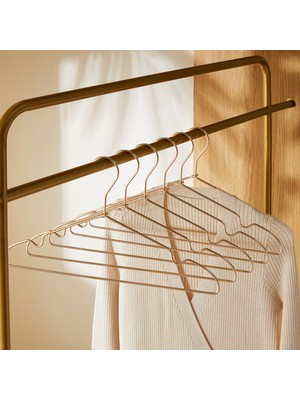 Ocean Home Textile 6 Adet Gold Metal Elbise Kıyafet Askısı, Giysi Askısı 22x41x0.4 cm