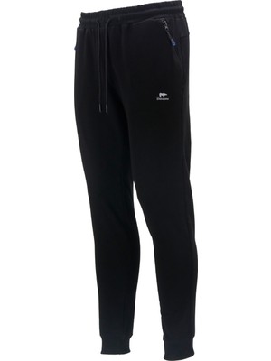 Shinzone Erkek Düz Paça Rahat Kesim Lastikli Siyah Eşofman Altı