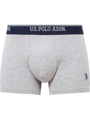 U.s. Polo Assn. -  Erkek Gri Melanj - Lacivert - Lacivert Baskılı 3 Lü Boxer