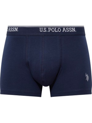 U.s. Polo Assn. -  Erkek Gri Melanj - Lacivert - Lacivert Baskılı 3 Lü Boxer