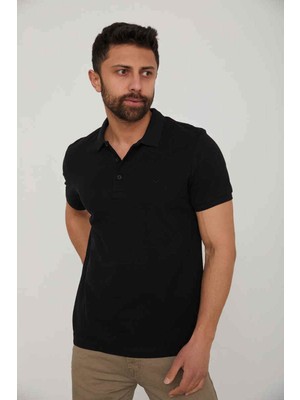 Cazador Caz 4613 - 4713 Polo Yaka Erkek Yakalı Pike T-Shirt Siyah