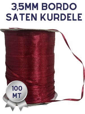 Netsan Etiket Bordo Saten Kurdele 3,5mm 100MT