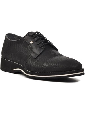 Fosco 3119 Siyah Desenli Hakiki Deri Erkek Klasik Ayakkabı