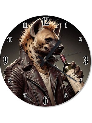 Tablomega Sırtlan ve Şarap Sessiz Duvar Saati