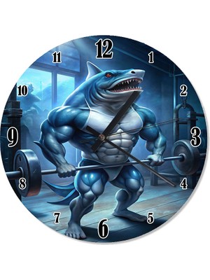 Karizma Tablo Kas Çalışan Köpek Balığı Desenli Duvar Saati