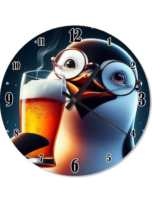 Tablomega Bira ve Penguen Tasarım Duvar Saati
