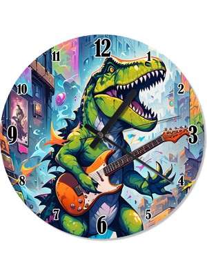 Tablomega Rock ve T-Rex Dinazor Şekilli Duvar Saati
