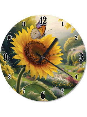 Tablomega Günebakan ve Kelebek Şekilli Duvar Saati