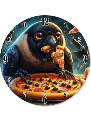 Karizma Tablo Pizza Yiyen Uyuşuk. Akarlı Duvar Saati