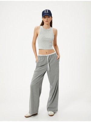 Koton Crop Basic Halter Yaka Atlet Ribanalı Pamuklu Slim Fit