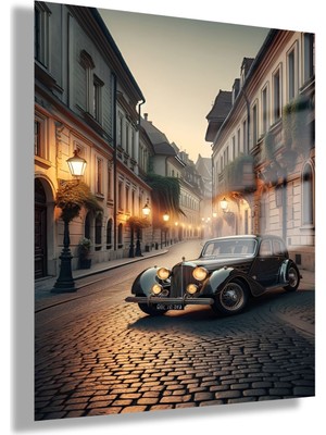 Gaagart Temperli Cam Tablo Aplikli Sokak ve Jaguar Araba Fotoğrafı