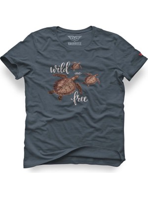 Tarrzzcom Mavi Kaplumbağa Tasarım Tişört