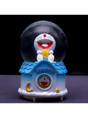 Keyfim Shop Doraemon  Temalı Işıklı Müzikli Püskürtmeli Büyük Boy Kar Küresi