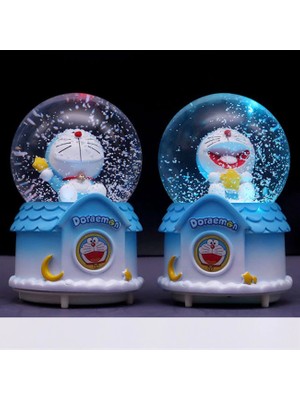 Keyfim Shop Doraemon  Temalı Işıklı Müzikli Püskürtmeli Büyük Boy Kar Küresi